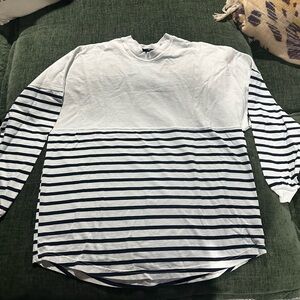 Striped Long Sleeve Tee - White and Blue